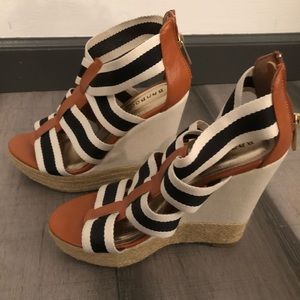 Bamboo strappy wedge heels-7.5